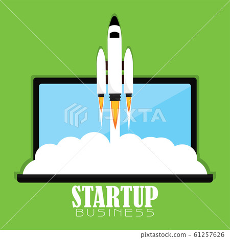 Startup poster with a rocket Startup poster with a rocket 61257626