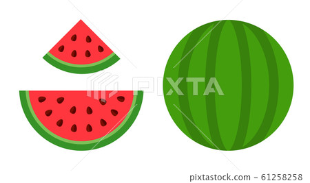 Whole and sliced watermelon vector icon flat isolated Whole and sliced watermelon vector icon flat isolated 61258258