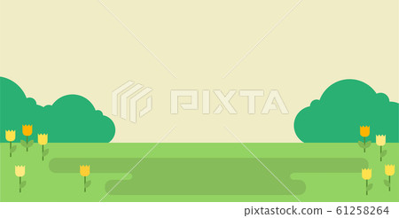 Evening Meadow with flowers vector icon flat isolated Evening Meadow with flowers vector icon flat isolated 61258264