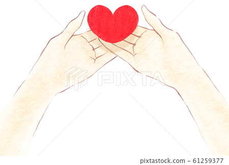 Palm receiving a red heart 61259377