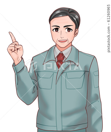 Worker, male, pointing - Stock Illustration [61260965] - PIXTA
