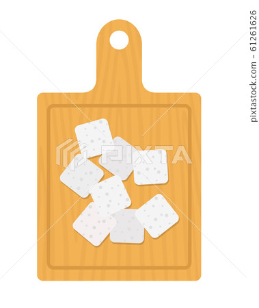 Feta cheese on a wooden board vector flat isolated 61261626