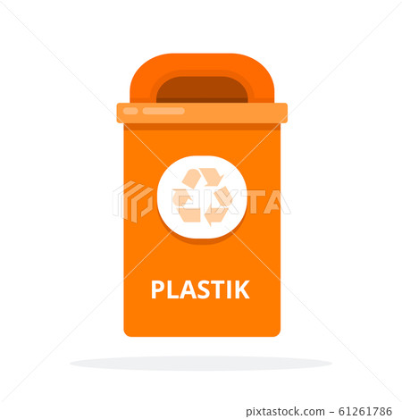 Urban trash bin for plastic waste flat isolated Urban trash bin for plastic waste flat isolated 61261786