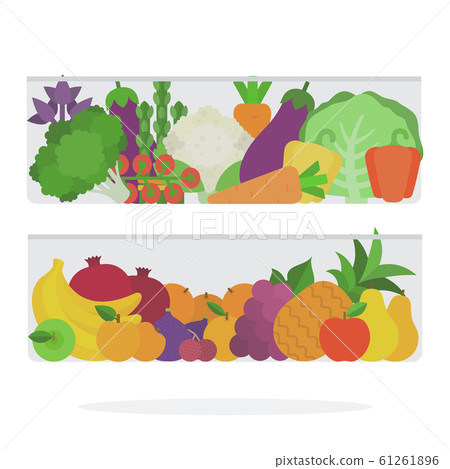Fruits and vegetables in the refrigerator drawer flat isolated 61261896
