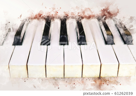 Abstract Colorful Piano Keyboard On Watercolor Stock Illustration 61262039 Pixta