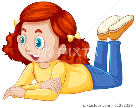 Happy girl in yellow shirt on white background - Stock Illustration ...