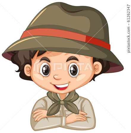 Boy in scout uniform with brown hat - Stock Illustration [61262347] - PIXTA