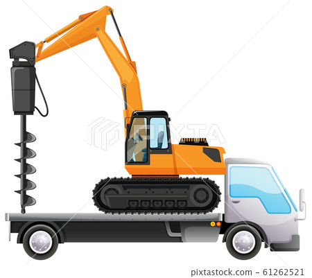 Truck carrying drill on isolated background Truck carrying drill on isolated background 61262521
