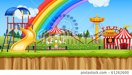 Background scene of funpark with many rides Background scene of funpark with many rides 61262600