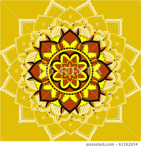 Mandala patterns on yellow background - Stock Illustration [61262654 ...