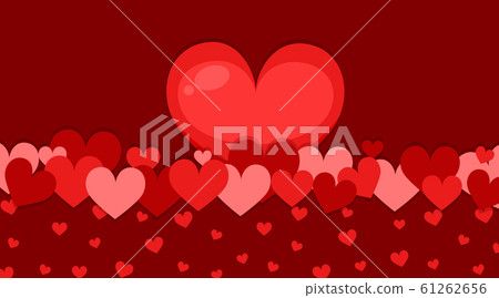Valentine theme with red hearts on red background 61262656