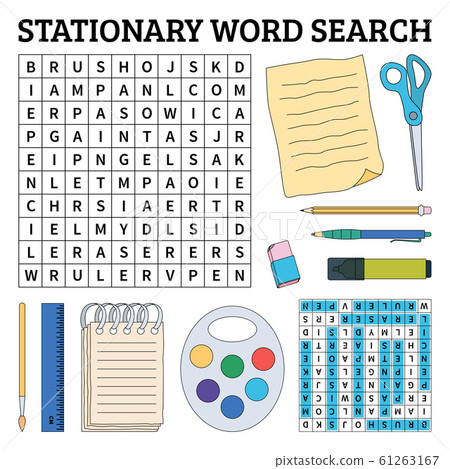 Stationary word search game for kids. Vector 61263167