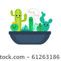 Cute emotional cacti and succulent characters. 61263186