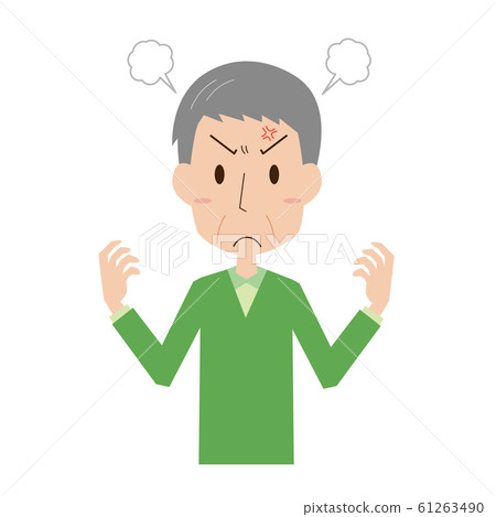 Elderly, middle-aged, male, upper body, angry, facial expression, pose 61263490