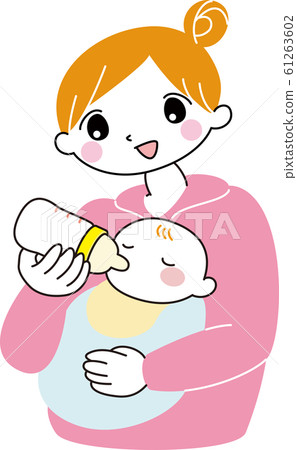 媽媽,母乳喂養,牛奶,嬰兒奶瓶,微笑 媽媽,母乳喂養,牛奶,嬰兒奶瓶,微笑 61263602
