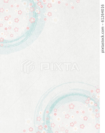 Japanese background material-watercolor-circle-cherry blossom 61264016