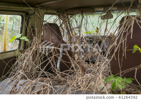 Abandoned car interior 61264392