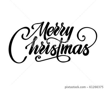 Merry christmas text vector on white background. Lettering for invitation, wedding and greeting card, prints and posters. Hand drawn inscription 61266375