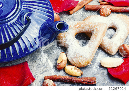 Heart shaped cookies for tea Heart shaped cookies for tea 61267924