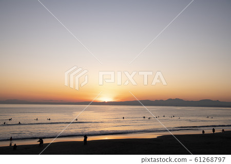Kanagawa Prefecture Enoshima Nishihama Sea Evening View Kanagawa Prefecture Enoshima Nishihama Sea Evening View 61268797