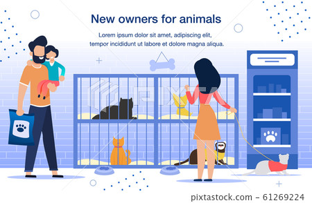 New Owners for Homeless Animals Flat Vector Banner New Owners for Homeless Animals Flat Vector Banner 61269224