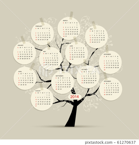 Calendar tree 2014 for your design Calendar tree 2014 for your design 61270637