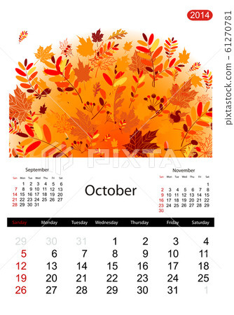 Floral Calendar 14 October Stock Illustration