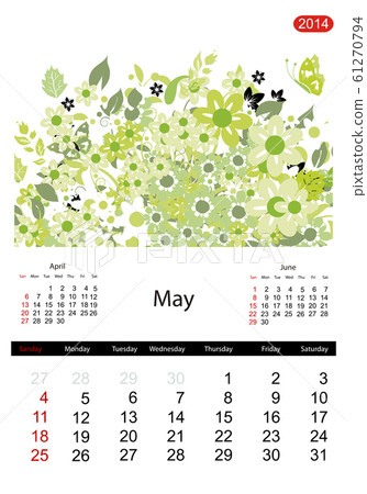 Floral Calendar 14 May Stock Illustration