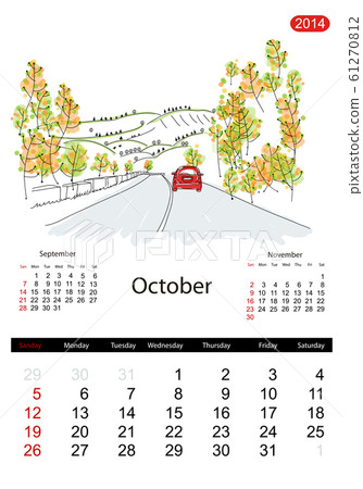 Calendar 14 October Streets Of The City Stock Illustration