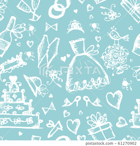 Seamless pattern with wedding design elements 61270902