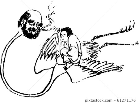 A human bird with a stretched neck 61271176