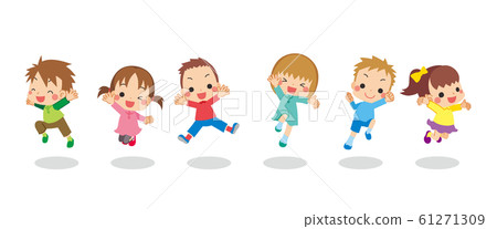 Kids High Low Text Illustration - Stock Illustration [61220770