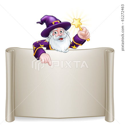 Wizard Cartoon Character Scroll Sign Wizard Cartoon Character Scroll Sign 61272463
