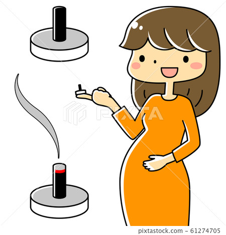 Pregnant women who introduce moxibustion, moxibustion without fire, moxibustion with fire (anime style) 61274705