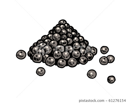 Black pepper in Vintage style. Dried seeds, a bunch of spices. Allspice or peppercorn. Herbal 61276154