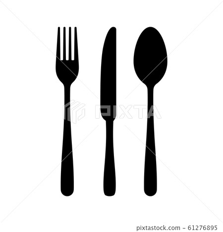 Cutlery silhouettes. Fork spoon knife black icon set. Black silverware sign. Vector utensil illustration Cutlery silhouettes. Fork spoon knife black icon set. Black silverware sign. Vector utensil illustration 61276895