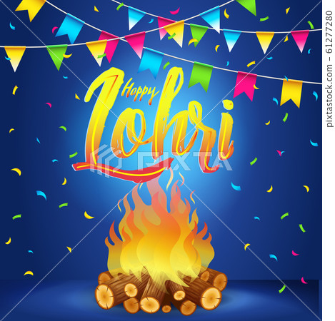 Happy Lohri Banner, Greeting Card, Punjabi Festival Celebration 61277280