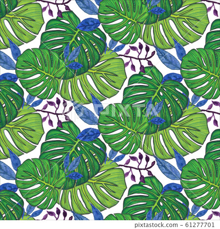 Seamless pattern with monstera leaves 61277701