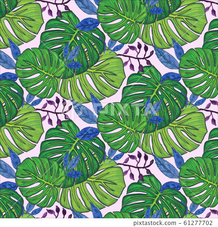 Seamless pattern with monstera leaves 61277702