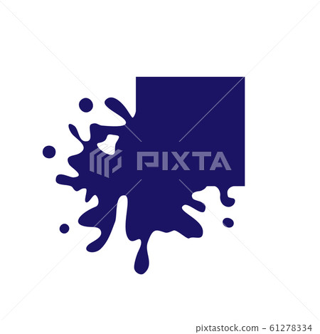 Dripping square dark blue icon. Liquid paint Dripping square dark blue icon. Liquid paint 61278334