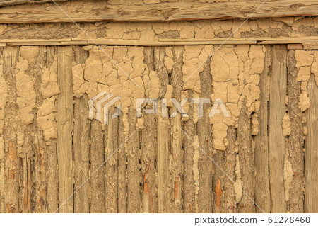 Clay coated old wooden wall texture, background Clay coated old wooden wall texture, background 61278460