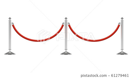 Barriers with red rope on silver stanchions Barriers with red rope on silver stanchions 61279461
