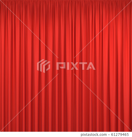 Red closed stage curtains background isolated on white 61279465