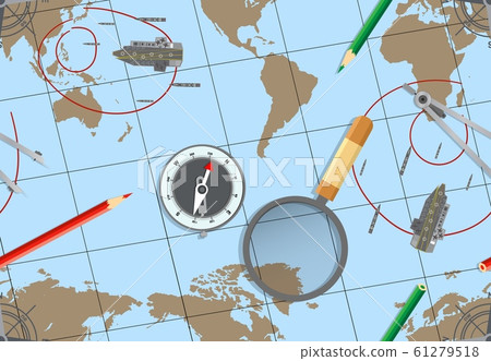 Vector map of the world. Oceans and continents on a flat projection. Seamless Vector map of the world. Oceans and continents on a flat projection. Seamless 61279518