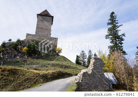 Medieval Kasperk Castle in southwestern Bohemia, Czech Republic, sunny autumn day, Plzen region, Sumava range Medieval Kasperk Castle in southwestern Bohemia, Czech Republic, sunny autumn day, Plzen region, Sumava range 61279841
