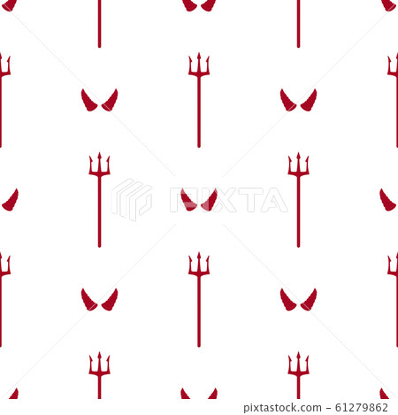Seamless pattern with red devil tridents and horns 61279862