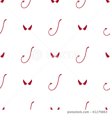 Seamless pattern with red devil tails and horns Seamless pattern with red devil tails and horns 61279863