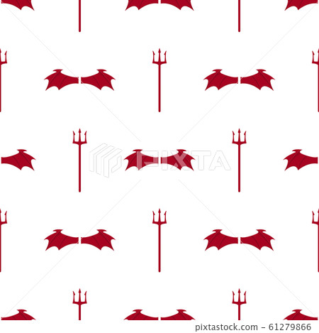 Seamless pattern with red devil wings and tridents Seamless pattern with red devil wings and tridents 61279866