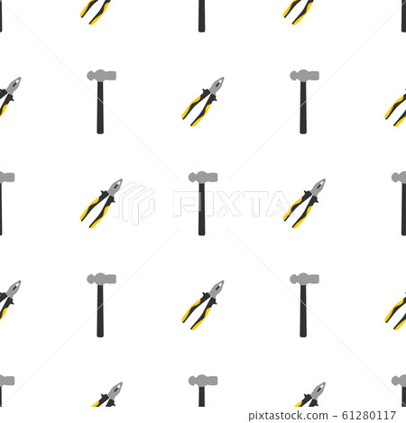Seamless pattern with pliers and hammer icons. 61280117