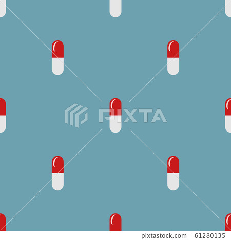 Seamless pattern with pill icon on blue 61280135